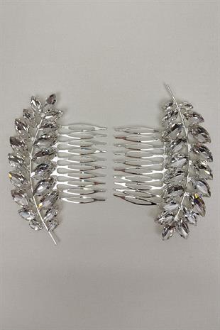 الجملة مقطع الشعر الزفاف مع حجر الكريستال ومشط 2 قطعة