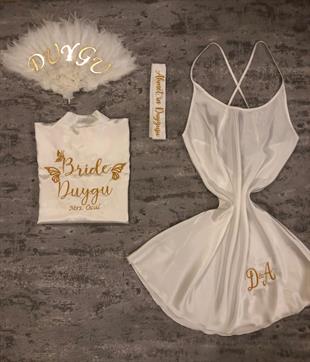 مجموعة ثوب العروس ريشة مطرزة بالذهب بالجملة