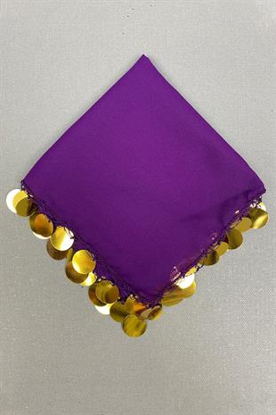 الجملة الذهب الترتر الفاخرة المطرزة منديل هالي 1 قطعة الأرجواني