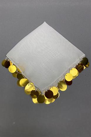 الجملة الذهب الترتر الفاخرة المطرزة منديل هالاي 5 قطع بيضاء