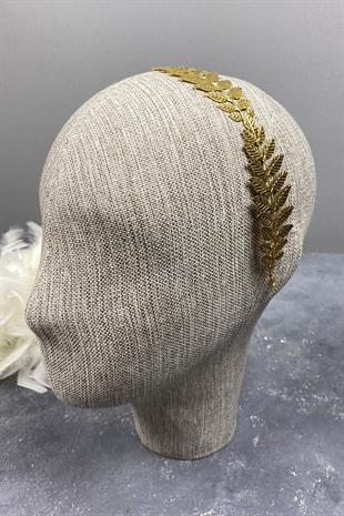 الجملة لون الذهب معدن رقيق تصميم أوراق الزفاف تاج الشعر التبعي