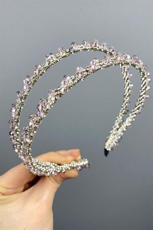 الجملة تصميم الوردة المتربة مطرز يدويا الداليا تاج الزفاف صف مزدوج