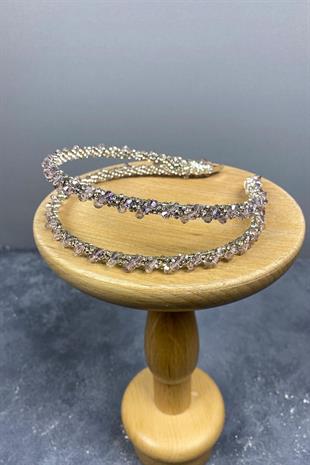 الجملة تصميم الوردة المتربة مطرز يدويا الداليا تاج الزفاف صف مزدوج