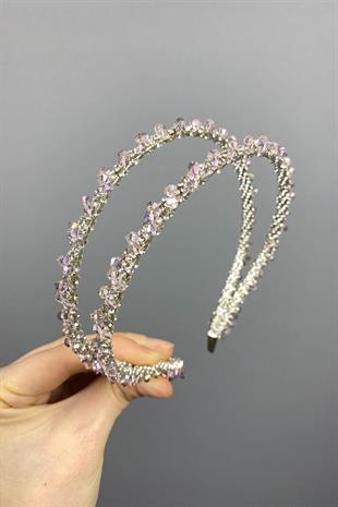 الجملة تصميم الوردة المتربة مطرز يدويا الداليا تاج الزفاف صف مزدوج