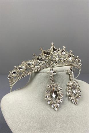 الجملة تاج الزفاف الفضة Ade ومجموعة القرط قطرة