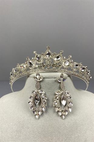 الجملة تاج الزفاف الفضة Ade ومجموعة القرط قطرة