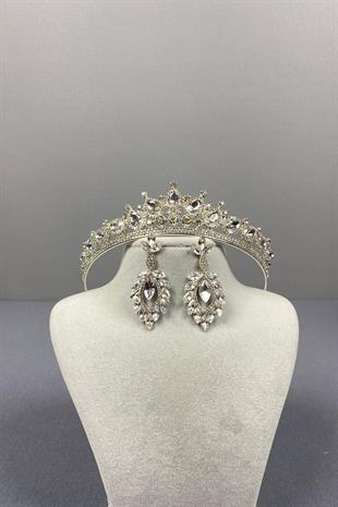 الجملة تاج الزفاف الفضة Ade ومجموعة القرط قطرة