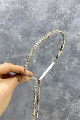 الجملة الفضة صف مزدوج المتدلية الزفاف تاج الشعر التبعي