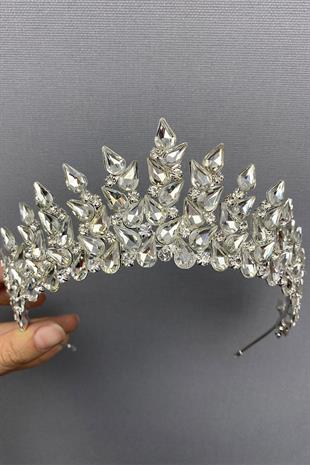 الجملة الفضة قطرة سوبرا تاج الزفاف