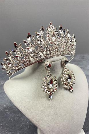 الجملة تاج الزفاف حجر دانفر الفضة ومجموعة القرط