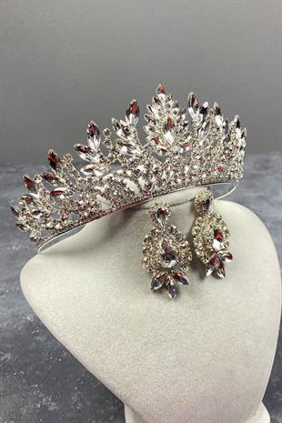 الجملة الفضة دانفر حجر تاج الزفاف ومساء اللباس مجموعة القرط