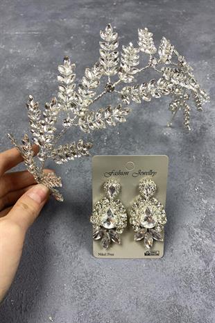 الجملة الفضة ديلانا ليف متفرعة ملحقات الشعر الزفاف وإسقاط أقراط فستان السهرة