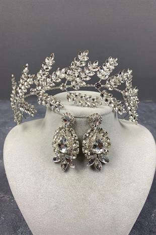 الجملة الفضة ديلانا ليف متفرعة ملحقات الشعر الزفاف وإسقاط أقراط فستان السهرة