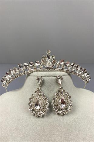 الجملة الفضة تاج الزفاف اللجنة الاقتصادية لأوروبا وإسقاط مجموعة القرط المكوك