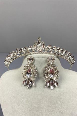 الجملة الفضة تاج الزفاف اللجنة الاقتصادية لأوروبا وإسقاط مجموعة القرط حجر المكوك