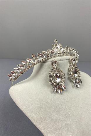 الجملة الفضة تاج الزفاف اللجنة الاقتصادية لأوروبا وإسقاط مجموعة القرط حجر المكوك