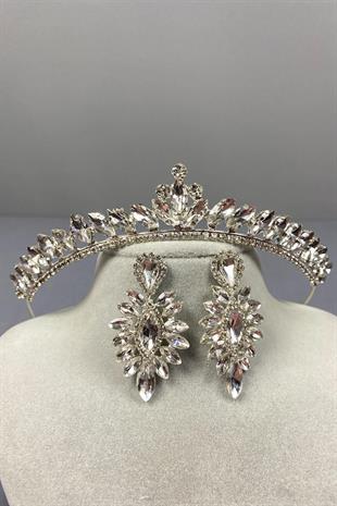 الجملة الفضة تاج الزفاف اللجنة الاقتصادية لأوروبا والأقراط حجر المكوك رقيقة