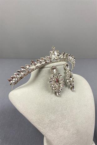 الجملة الفضة تاج الزفاف اللجنة الاقتصادية لأوروبا والأقراط حجر المكوك رقيقة