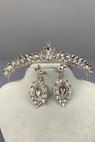 الجملة الفضة تاج الزفاف اللجنة الاقتصادية لأوروبا والأقراط حجر المكوك