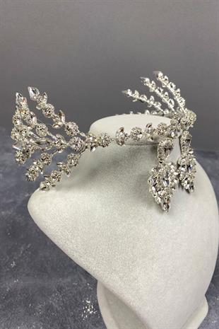 الجملة الفضة الهيلينية الزفاف تاج الحناء ومجموعة القرط حجر المكوك