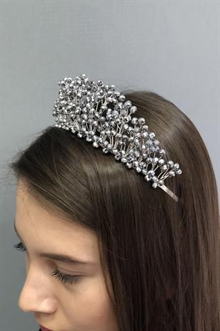 الجملة فضة اللؤلؤ والكريستال تاج الزفاف