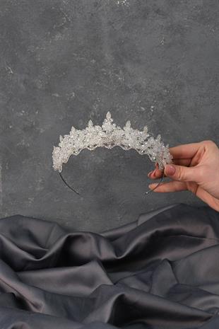 الجملة فضة كريستال مطرز تاج الزفاف Bade