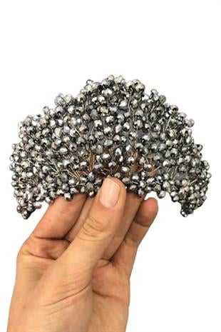 الجملة فضة كريستال مطرز الزفاف وتاج الحناء