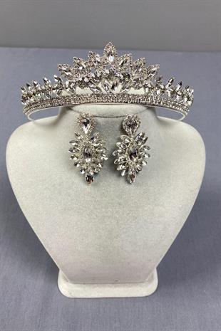 الجملة فضة تاج الزفاف Leyn والأقراط حجر المكوك رقيقة