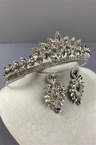 الجملة فضة تاج الزفاف Leyn والأقراط حجر المكوك رقيقة