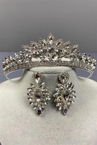 الجملة فضة تاج الزفاف Leyn والأقراط حجر المكوك رقيقة