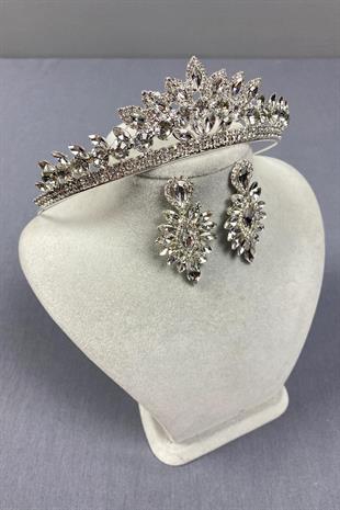 الجملة فضة تاج الزفاف Leyn والأقراط حجر المكوك رقيقة