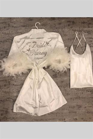 الجملة فضة مطرزة ريشة رداء العروس