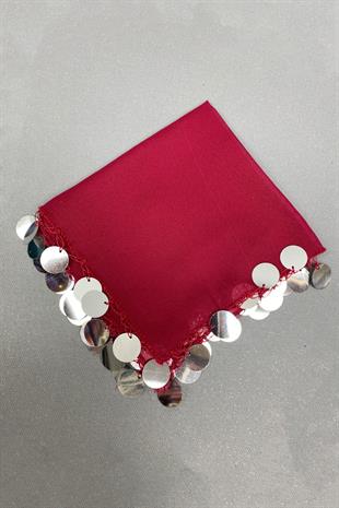 الجملة الفضة البراقة الفاخرة هالاي منديل 5 قطع داكنة اللون الأحمر