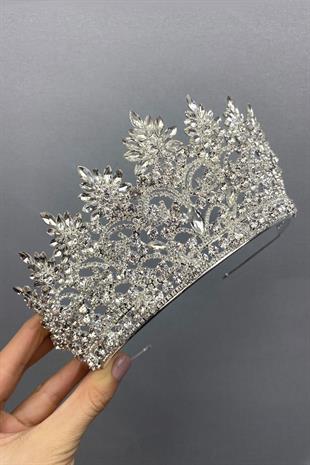 الجملة الفضة اللون أنجلينا الزفاف تاج الحناء