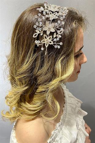 الجملة زهرة فضية اللون عزر رجم كريستال تاج الزفاف