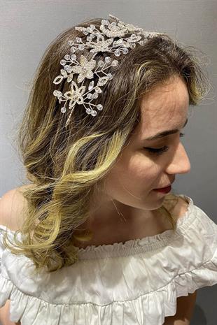 الجملة زهرة فضية اللون عزر رجم كريستال تاج الزفاف