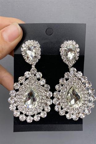 الجملة فضية اللون قطرة Subra تاج الزفاف والأقراط