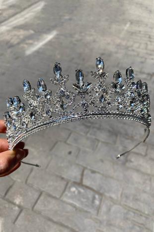 الجملة فضية اللون المكوك حجر تاج الزفاف