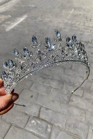 الجملة فضية اللون المكوك حجر تاج الزفاف