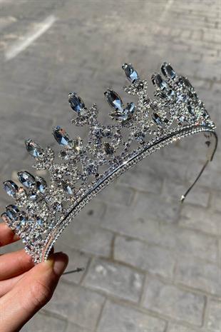 الجملة فضية اللون المكوك حجر تاج الزفاف