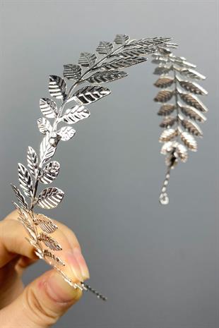 الجملة فضية اللون معدن رقيق تصميم أوراق الزفاف تاج الشعر التبعي