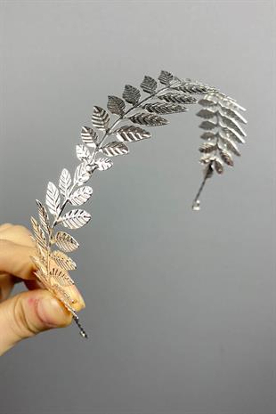 الجملة فضية اللون معدن رقيق تصميم أوراق الزفاف تاج الشعر التبعي