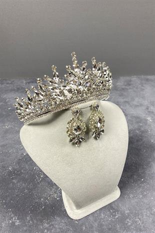 الجملة فضة تاج الزفاف حجر ريو والأقراط نمط المكوك