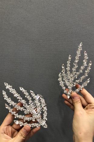 الجملة الفضة مشط مزدوج مقطع الشعر الزفاف