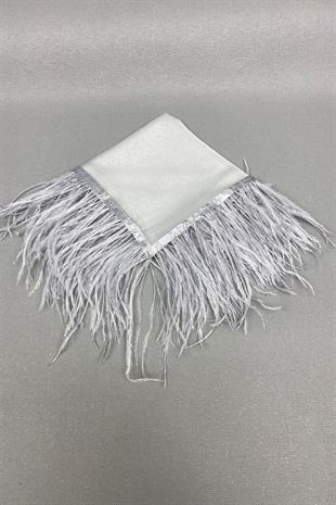 الجملة الفضة منديل الزفاف هالي الريش