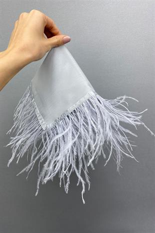 الجملة الفضة منديل الزفاف هالي الريش