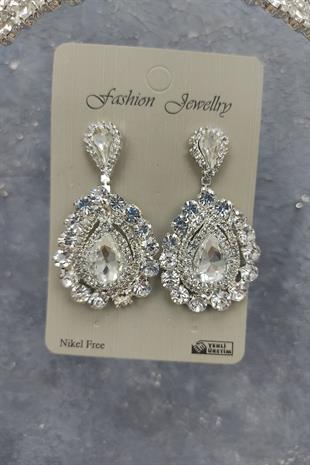 Wholesale Dream Model Bridal Crown and Shuttle Stone Earrings