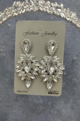 Wholesale Dream Model Bridal Crown and Drop Stone Earrings