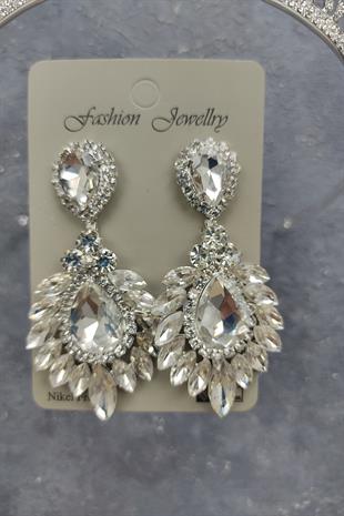 Wholesale Hera Model Bridal Crown and Drop Shuttle Stone Earrings