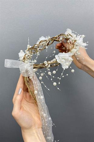الجملة تصميم خاص في الهواء الطلق تاج الزفاف وإكسسوارات الشعر مع اللؤلؤ والزهور